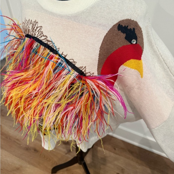 Queen of sparkles feather turkey sweater size medium worn once new condition - Picture 3 of 6